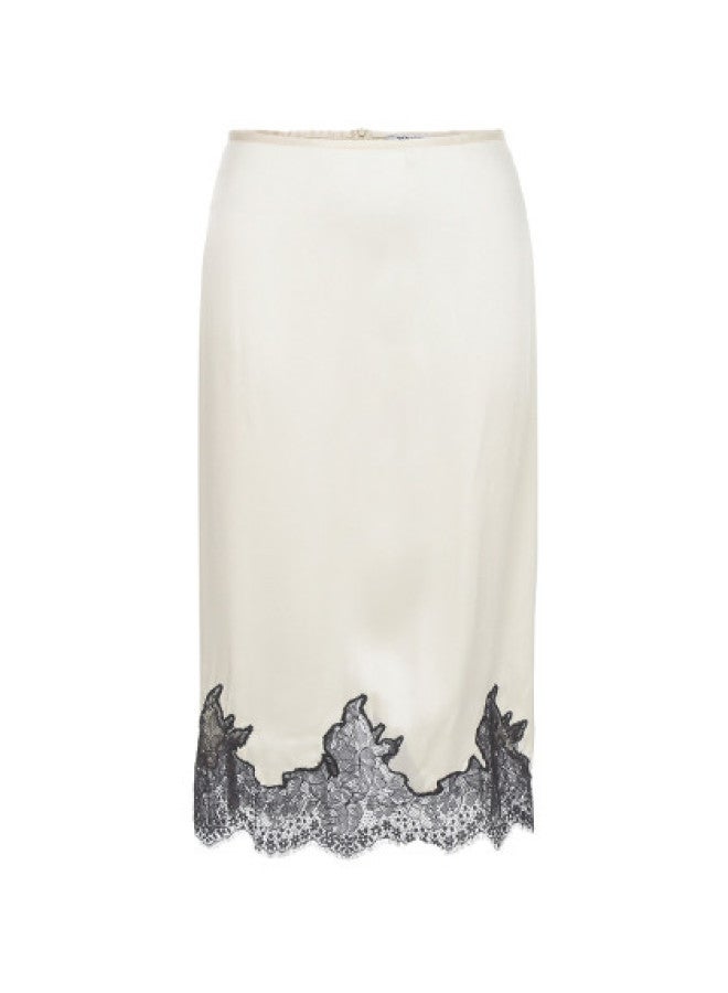 Zara silky Sophisticated Lace Slit Midi Skirt - Image 1