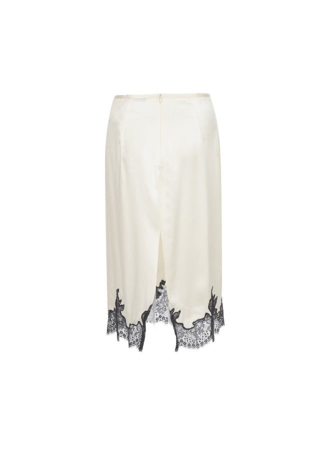 Zara silky Sophisticated Lace Slit Midi Skirt - Image 3