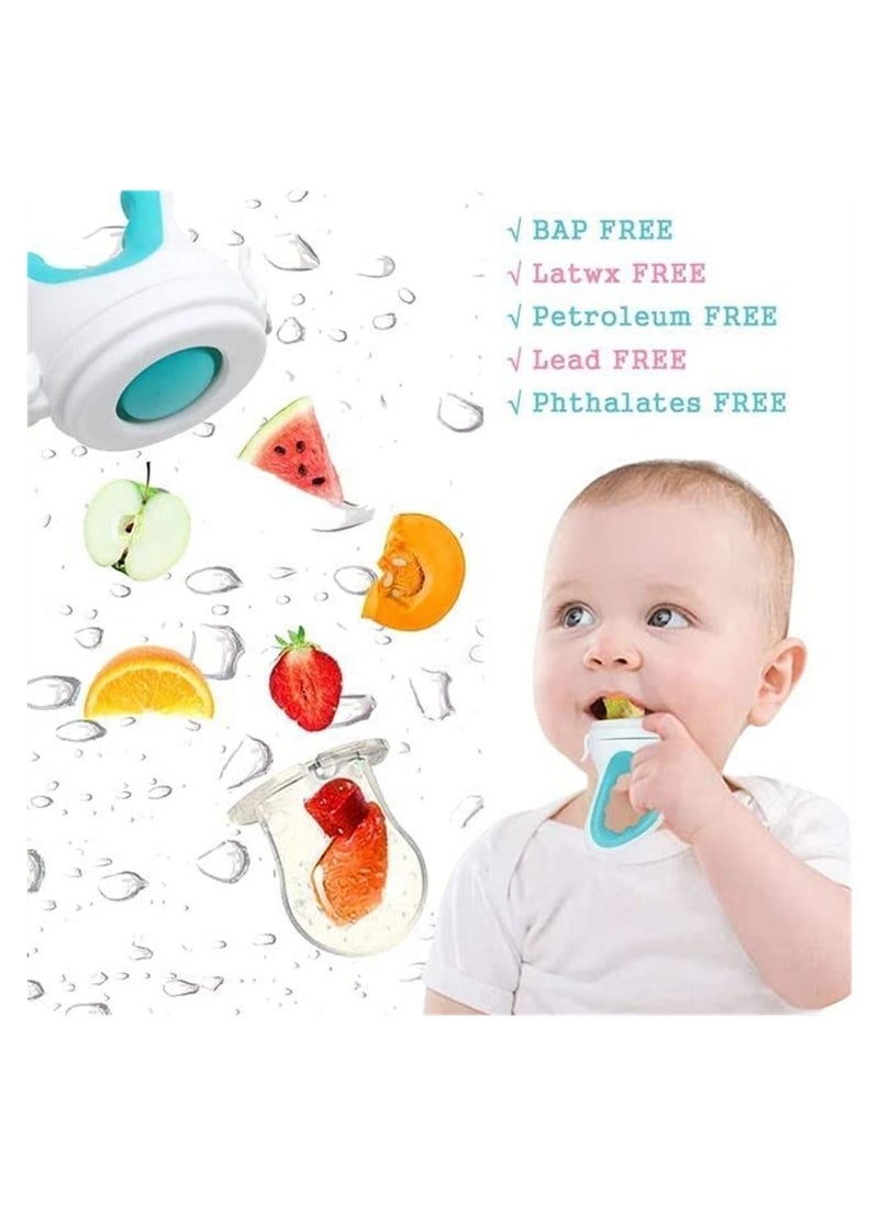 Teething Toys for Babies, DMG Baby Teether Chew Toys, With 2 Fruit Feeders and 4 Silicone Teethers, 3 Different Sized Sacs, BPA Free Natural Organic Freezer Teethers