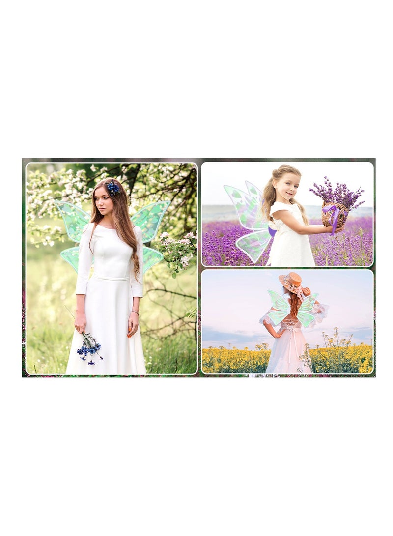 Luckam Fairy erfly Wings for Girls Glowing Elf Angel Tinkerbell Princess with Wand Carnival Party Performance Costume Cosplay Dress Up Favor Women 16.1x23.2in - Image 4