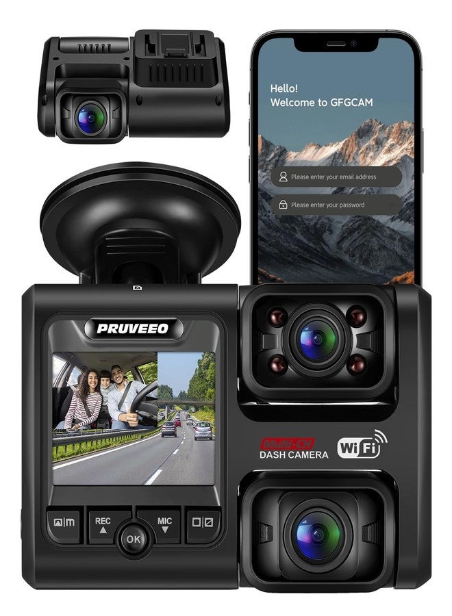 PRUVEEO Dash Cam, Front and Inside 1080P Dual FHD Dash Camera for Cars, Novatek Processor, Single-Channel 2160P, Infrared Night Vision, Built-in WiFi, 24H Parking Monitor Mode, 2 Inch LCD, 512 Gb Max - Image 1