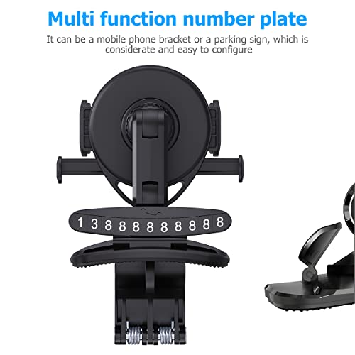 BELOMI Car Phone Holder Mount, Clip On Auto Dashboard, Cell Phone Stand with Parking Number Plate, 360 Degree Rotation One Hand Operation, Compatible with All 4 to 6.5 inch Smartphones - Image 4