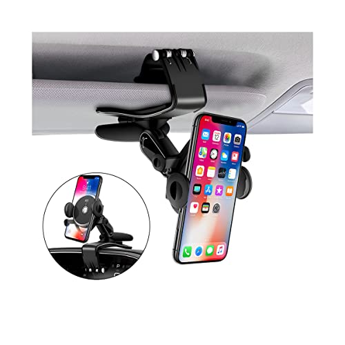 BELOMI Car Phone Holder Mount, Clip On Auto Dashboard, Cell Phone Stand with Parking Number Plate, 360 Degree Rotation One Hand Operation, Compatible with All 4 to 6.5 inch Smartphones - Image 1