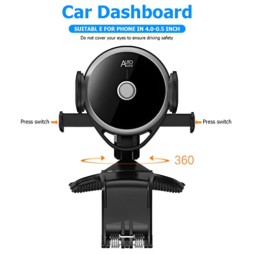 BELOMI Car Phone Holder Mount, Clip On Auto Dashboard, Cell Phone Stand with Parking Number Plate, 360 Degree Rotation One Hand Operation, Compatible with All 4 to 6.5 inch Smartphones - Image 2