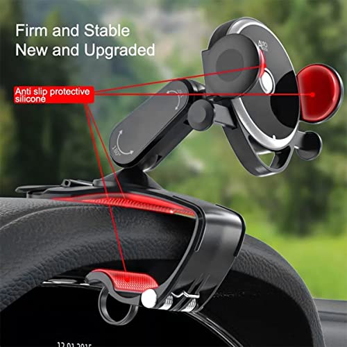 BELOMI Car Phone Holder Mount, Clip On Auto Dashboard, Cell Phone Stand with Parking Number Plate, 360 Degree Rotation One Hand Operation, Compatible with All 4 to 6.5 inch Smartphones - Image 5