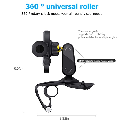 BELOMI Car Phone Holder Mount, Clip On Auto Dashboard, Cell Phone Stand with Parking Number Plate, 360 Degree Rotation One Hand Operation, Compatible with All 4 to 6.5 inch Smartphones - Image 3
