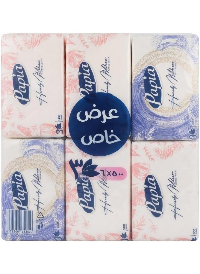 Papia Soft Facial Tissues 3 Ply 500 sheets - pack of 6 - Image 1