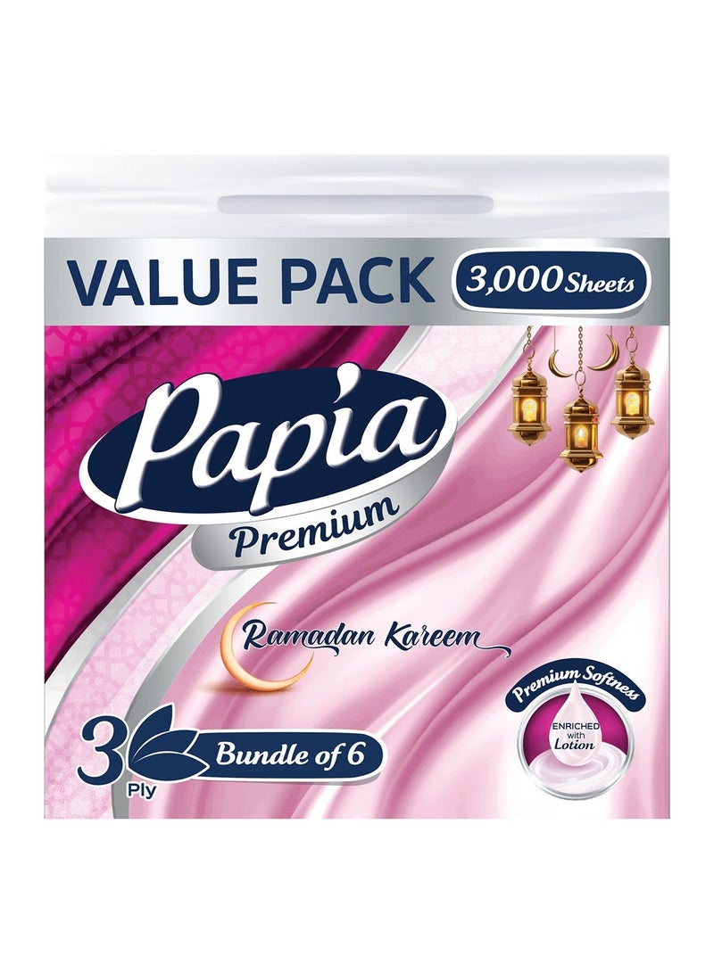 Papia Soft Facial Tissues 3 Ply 500 sheets - pack of 6 - Image 2