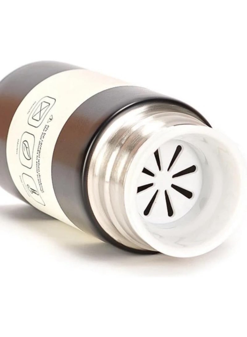 Small thermal flask for coffee, milk, and tea; small thermal flask for hot and cold drinks; small 304 stainless steel water bottle; vacuum-sealed flask for work; 150ml capacity; black color. - Image 5