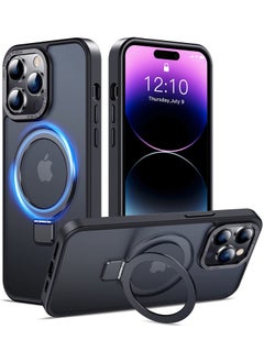 Eligo iPhone 14 Pro MagSafe Case with Magnetic Invisible Stand,【Full Shockproof Protection】Matte Back Phone Cover with Magnet Kickstand for Apple 14 Pro (2022)(Black)  - Image 1