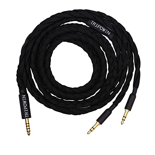 Linsoul Tripowin GranVia Upgraded OFC Headphone Replacement Cable Dual 35mm Connector to 44mm TRRRS Stereo Headphone Cablefor HE4XXHE400iHE400seGoldplanarFocal ELEGIABlack 15m - Image 1