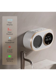 SYOSI Wall Mount Automatic Foaming Soap Dispenser with Digital LED Clock, 3000mAh Rechargeable, 12oz Capacity, IPX5 Waterproof, Smart Electric Hand Soap Dispenser for Bathroom & Kitchen, White  - Image 2
