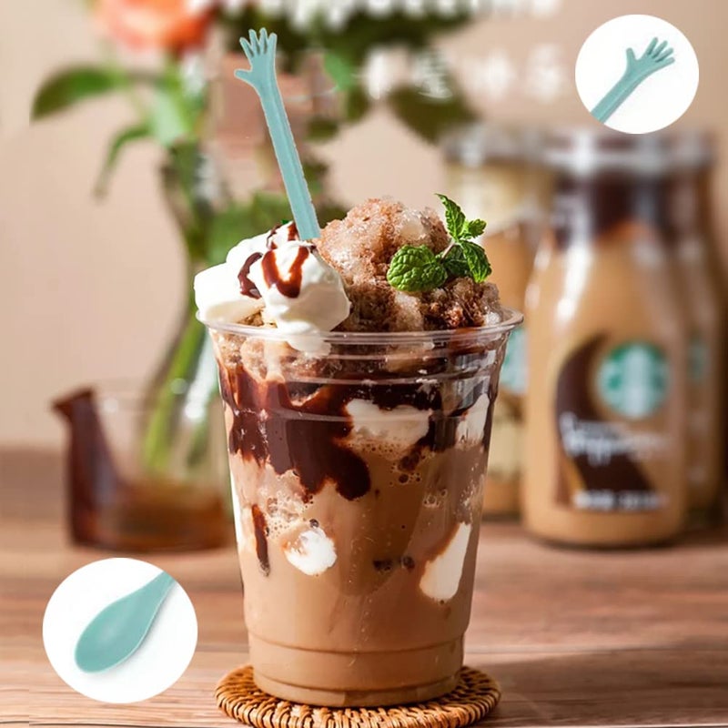 Foyara Hand-Shaped Tea Coffee Stirring Spoon 8 Inch Plastic Long Handle Mixing Spoons For Latte Machiatto Tall Iced Tea Cocktail Ice Cream Longdrink Spoons Set Of 12 - Image 2