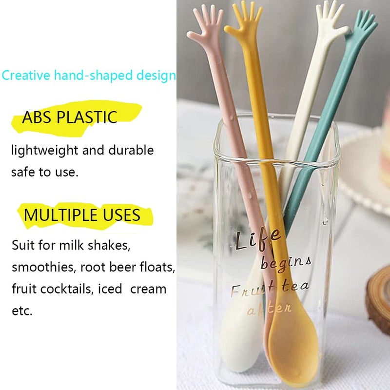 Foyara Hand-Shaped Tea Coffee Stirring Spoon 8 Inch Plastic Long Handle Mixing Spoons For Latte Machiatto Tall Iced Tea Cocktail Ice Cream Longdrink Spoons Set Of 12 - Image 5