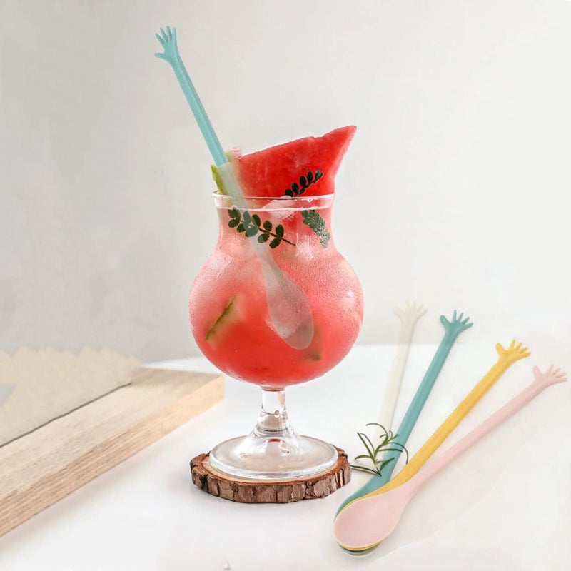 Foyara Hand-Shaped Tea Coffee Stirring Spoon 8 Inch Plastic Long Handle Mixing Spoons For Latte Machiatto Tall Iced Tea Cocktail Ice Cream Longdrink Spoons Set Of 12 - Image 4