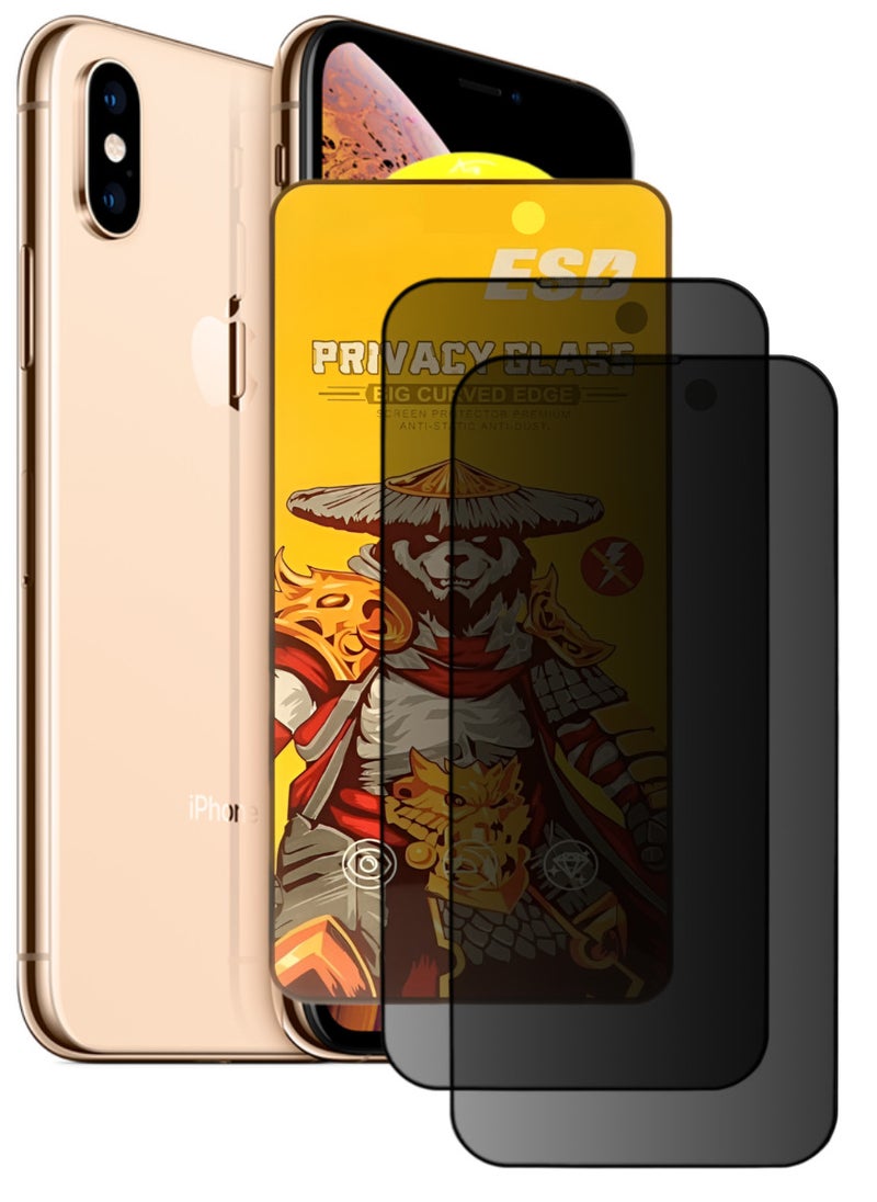 ESD 2 Pieces Tempered Dustproof Privacy Glass Screen Protector Compatible For iPhone XS Max - Image 1