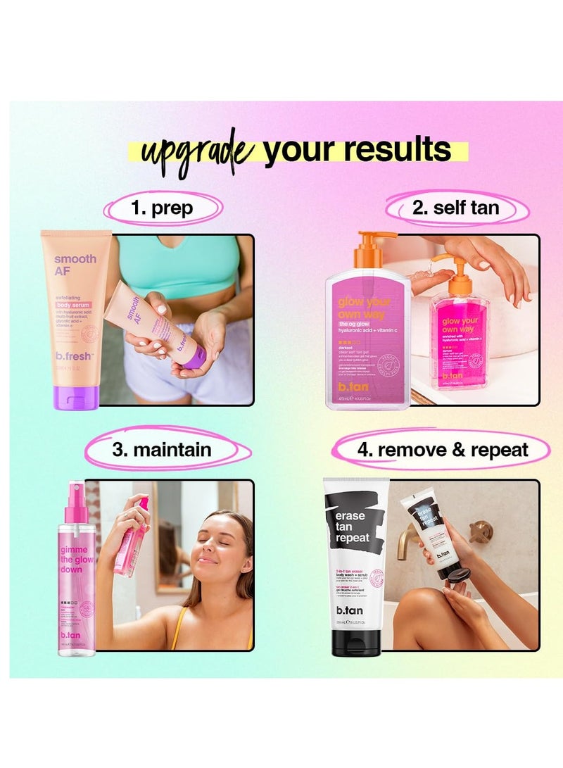 b tan b.tan Clear Self Tan Gel & Face Mist Kit | Glow Your Own Way + Mist Bundle - Transfer-Resistant Self Tanning Gel with Gradual Self Tan Face Mist, with Body Mitt Applicator - Image 5