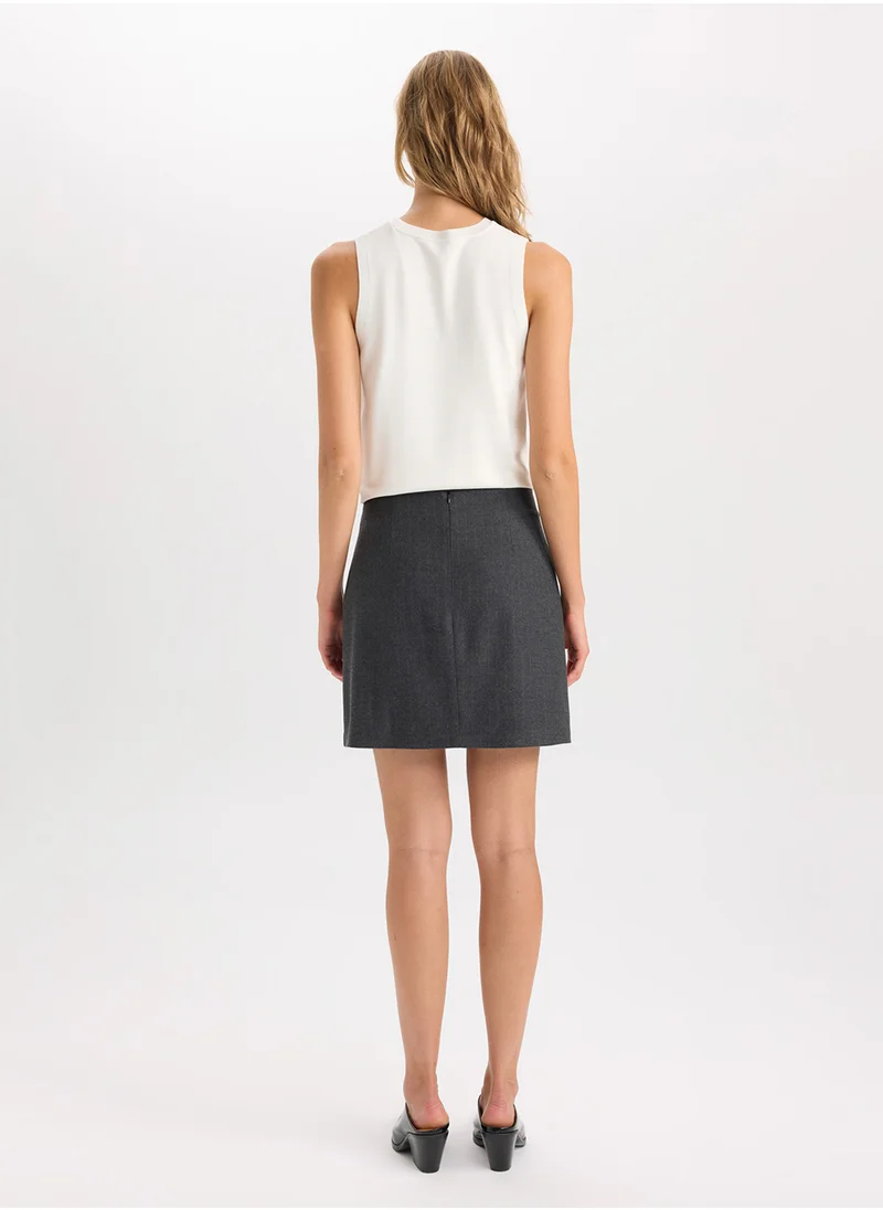 ديفاكتو A-Line Basic High-Waist Mini Classic Skirt