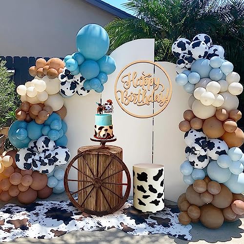 XIPEGPA 158 PCS Blue Cow Balloons Arch Garland Kit Cow Party Decorations for Baby Shower Birthday Farm Western Cowboy Theme Party Supplies Decorations - Image 1