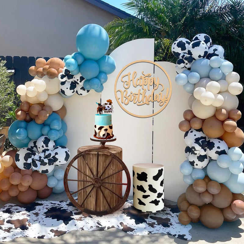 XIPEGPA 158 PCS Blue Cow Balloons Arch Garland Kit Cow Party Decorations for Baby Shower Birthday Farm Western Cowboy Theme Party Supplies Decorations - Image 2