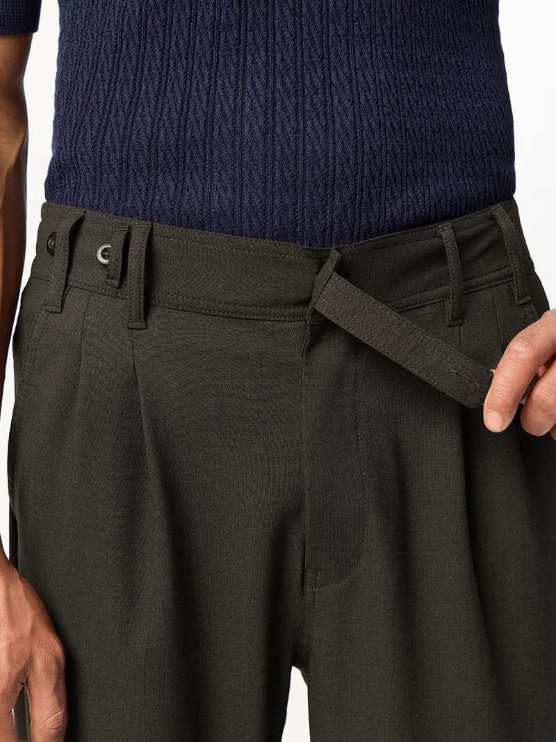The Souled Store  The Souled Store Korean: Timber Men and Boys Solid Polyester Viscose Elastane Blend Straight Fit Pleated 4-Way Stretch Wrinkle Resistant Trousers  | Best Price UAE