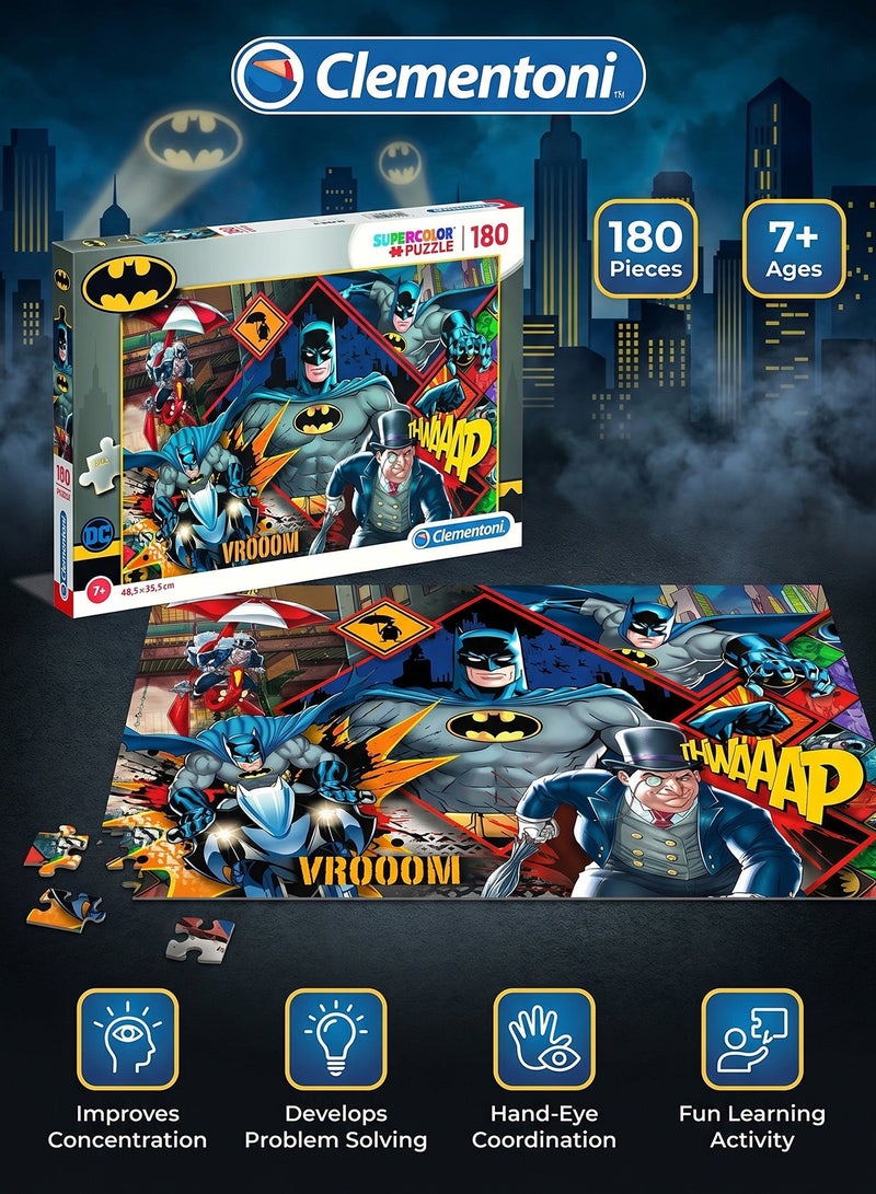 Clementoni Batman Puzzle 180 Pieces for Kids – Jigsaw Puzzle Game, Fun Educational Toy for Developing Children's Skills, Multicolor, For Ages 7 Years and Above - Image 2