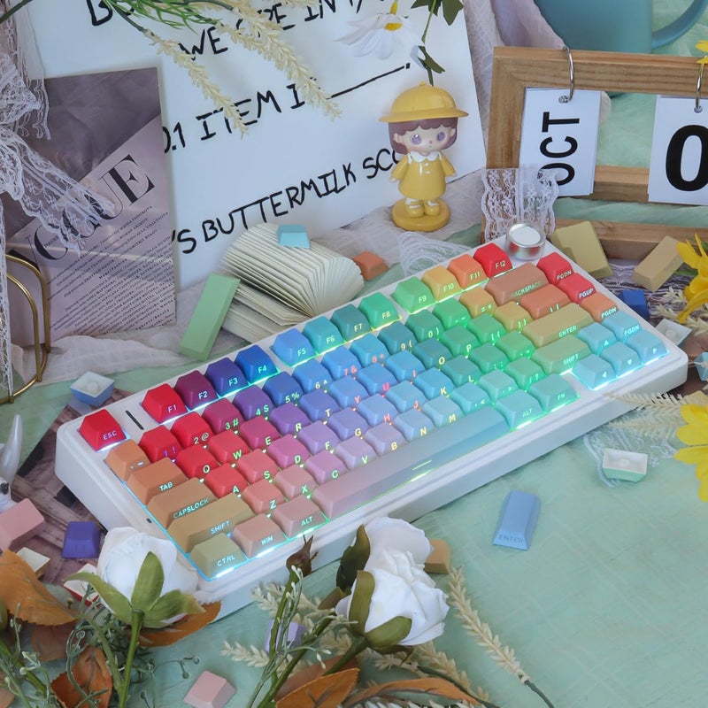 JOMKIZ Rhapsody PBT Keycap Set, Cherry Profile, Side Print Shine Through Keycaps, Dye-Sublimation Printed for Cherry MX Magnetic Switches 60 65 75 100 Percent Mechanical Keyboard - Image 3