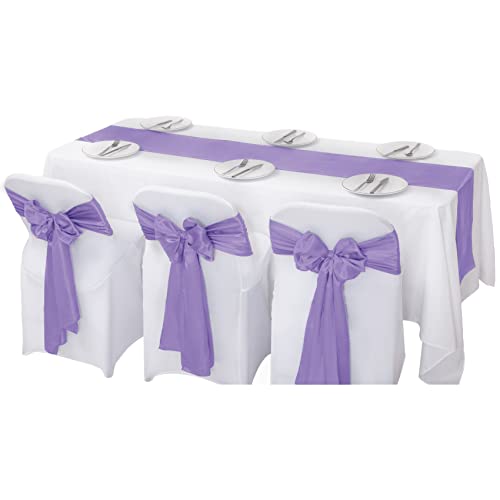 flohar 12Pack Table Runner 12 x 108 Inches Satin Silk Table Runner for Wedding, Birthday Party, Banquets, Graduations Decoration, fit Rectange and Round Table-Lavender - Image 5