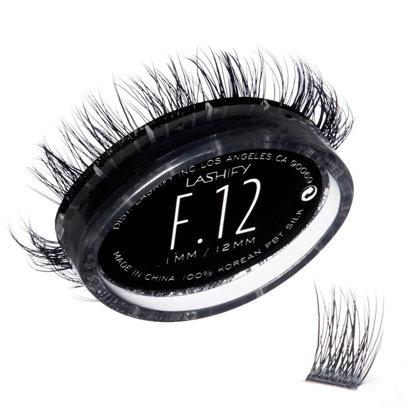Lashify Fluffy 12mm Gossamer Eyelash Extensions Refill, Black, Easy DIY False Lashes To Add Fullness and Dimension - Image 1