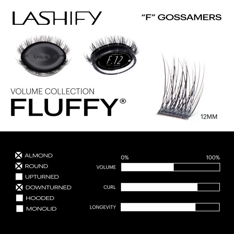 Lashify Fluffy 12mm Gossamer Eyelash Extensions Refill, Black, Easy DIY False Lashes To Add Fullness and Dimension - Image 3