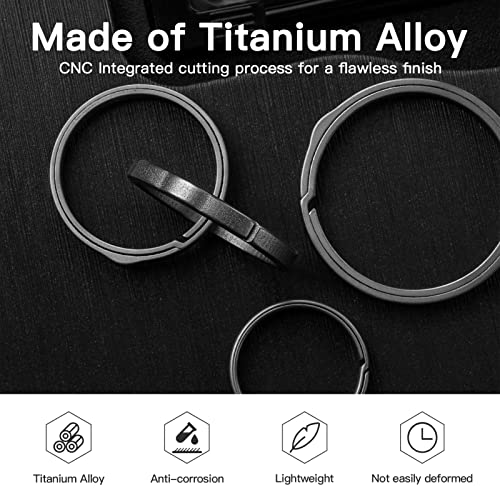 TISUR Titanium Key Rings for Keychain, Side-Pushing key chain rings Split keyring heavy duty Keychain Rings for unisex-adult, bulk 3 Size Choices, Grey - Image 2