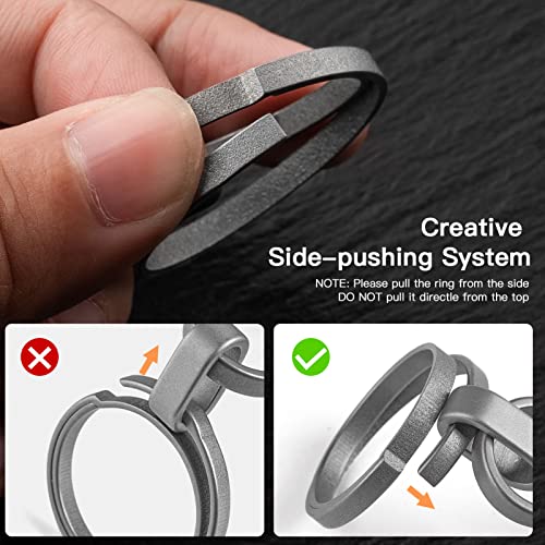 TISUR Titanium Key Rings for Keychain, Side-Pushing key chain rings Split keyring heavy duty Keychain Rings for unisex-adult, bulk 3 Size Choices, Grey - Image 5