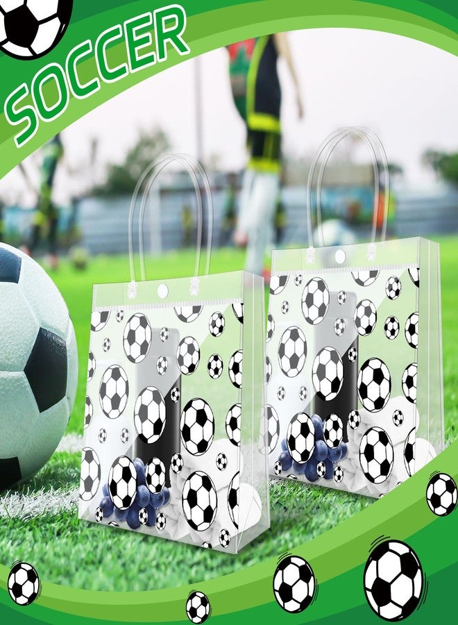 Demonwer 12 Pcs Soccer Clear Goodie Bag with Handles PVC Sport Theme Goodie Treat Candy Bags Reusable Party Favor Bag for Team Birthday Gifts 8×8×3.2 Inch - Image 4