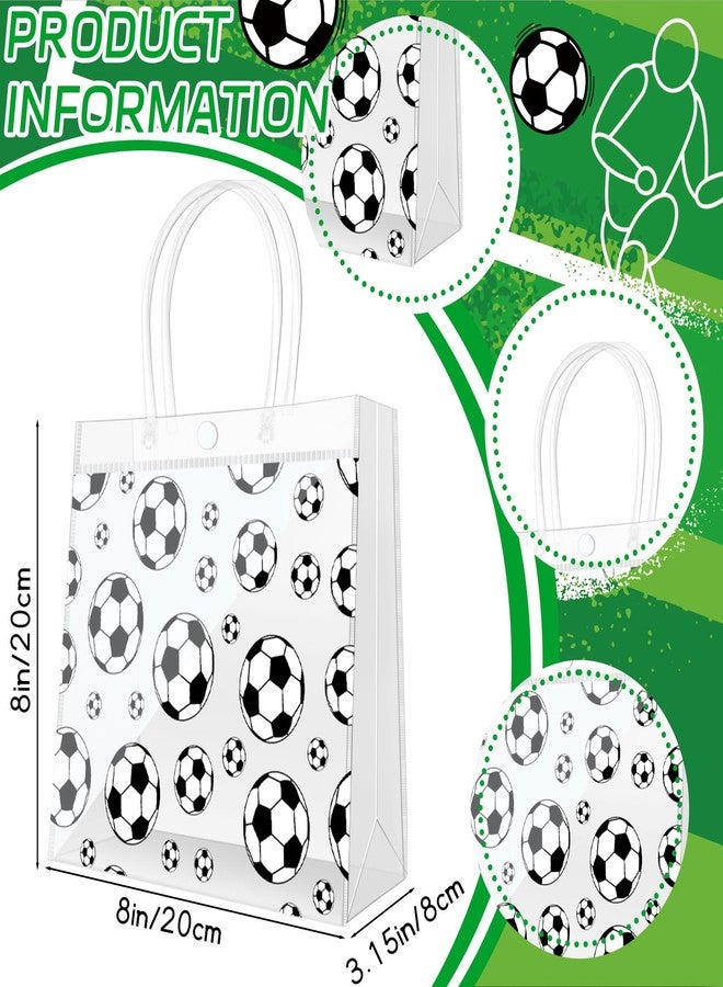 Demonwer 12 Pcs Soccer Clear Goodie Bag with Handles PVC Sport Theme Goodie Treat Candy Bags Reusable Party Favor Bag for Team Birthday Gifts 8×8×3.2 Inch - Image 2