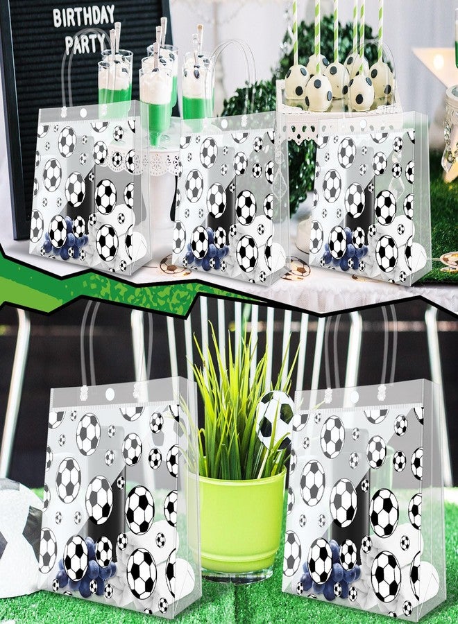 Demonwer 12 Pcs Soccer Clear Goodie Bag with Handles PVC Sport Theme Goodie Treat Candy Bags Reusable Party Favor Bag for Team Birthday Gifts 8×8×3.2 Inch - Image 5
