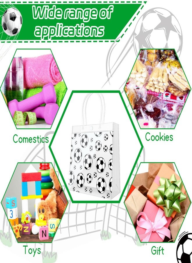 Demonwer 12 Pcs Soccer Clear Goodie Bag with Handles PVC Sport Theme Goodie Treat Candy Bags Reusable Party Favor Bag for Team Birthday Gifts 8×8×3.2 Inch - Image 3