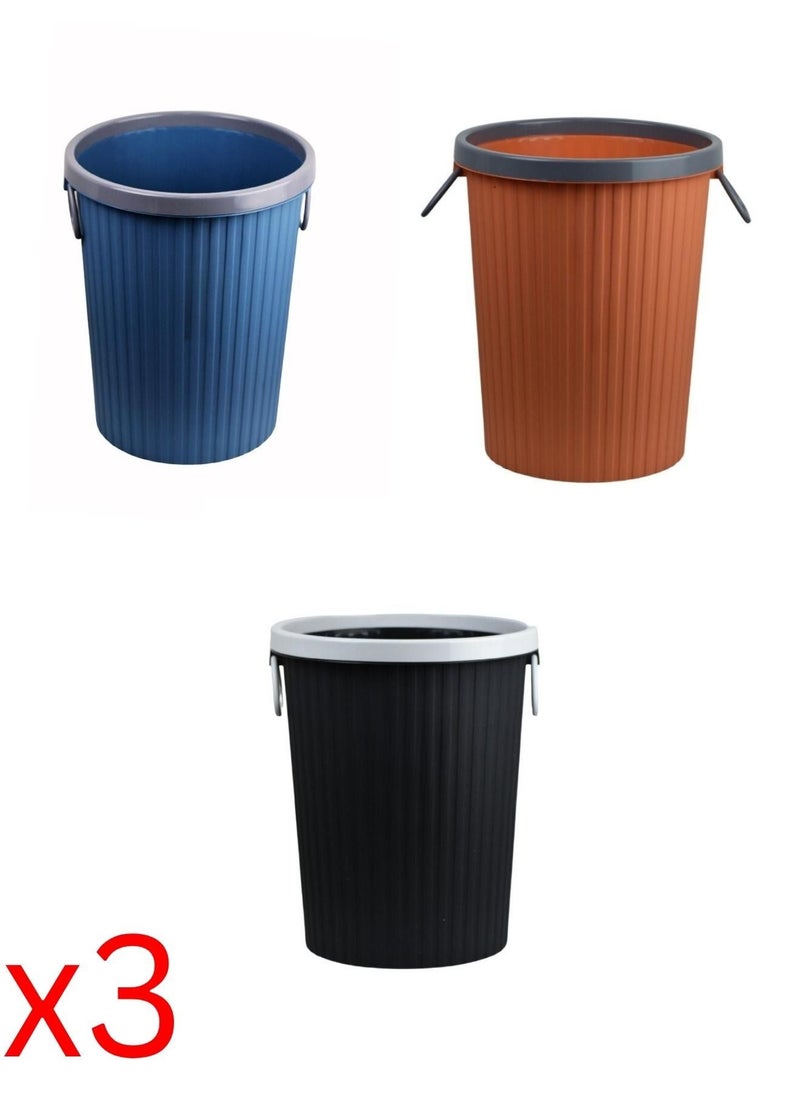 MAAS Trash Bin Set 3 Pieces High Quality Plastic And Suitable For Use In The Home And Office  - Image 1