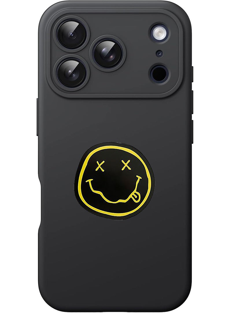 Theodor Protective Slim Fit Case Liquid Silicone Cover with Full Body Protection Anti-Scratch Shockproof Case For Apple iPhone 17 Pro Max (Black) Smiley (2) - Image 1