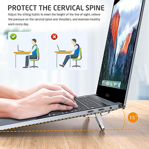 PAGALY Alloy Steel 2PCS Portable Keyboard Riser, Self-Adhesive Mini Laptop Stand Invisible Computer Keyboard Stand for All Laptops Computer Tablets, Foldable Laptop Feet with Anti-Slip Silicone - Image 5