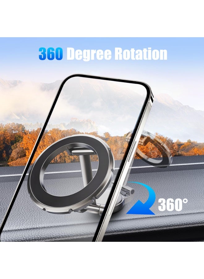 حامل هاتف مغناطيسي لاسلكي للسيارة مع تثبيت قوي – قاعدة قابلة للدوران 360° للوحة القيادة، حامل آمن للهاتف الذكي بدون استخدام اليدين - Image 2