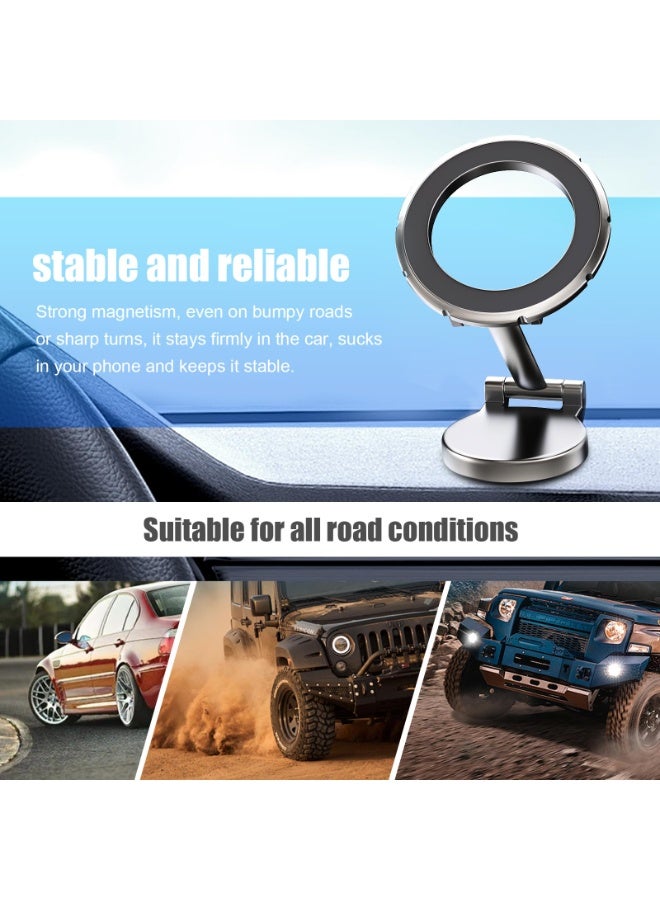حامل هاتف مغناطيسي لاسلكي للسيارة مع تثبيت قوي – قاعدة قابلة للدوران 360° للوحة القيادة، حامل آمن للهاتف الذكي بدون استخدام اليدين - Image 5