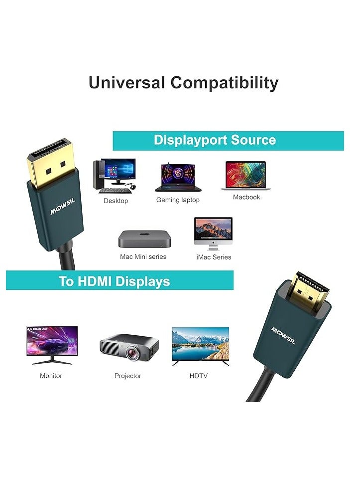 Mowsil 4K@60Hz DisplayPort 1.2 to HDMI 2.0 Cable 5Mtr, DP to HDMI Cable Male to Male Compatible for HP/Dell/ThinkPad/AMD/NVIDIA/Desktop - Image 3