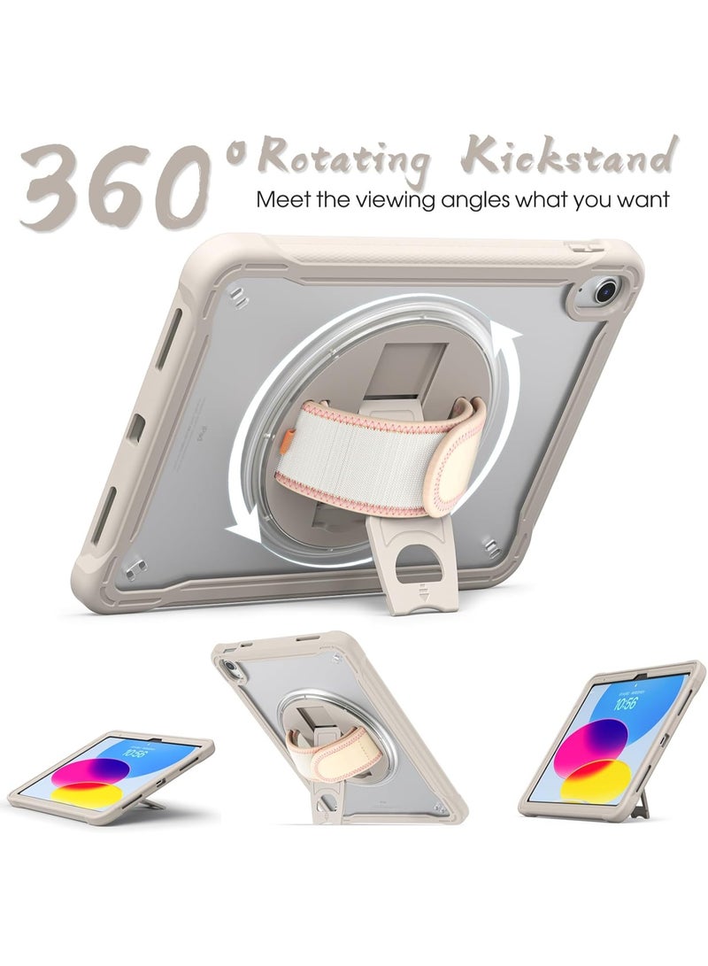case for iPad (A16) 11th/10th Generation 11/10.9 inch 2025/2022,Rugged Shockproof Protective Cover with 360° Rotating Hand Strap/Stand,Screen Protector,Pencil Holder, pen, Grey - Image 5