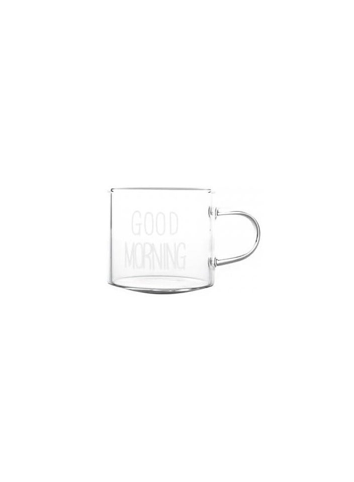 Good Morning Printed Glass Coffee Mug Set 6pcs - Image 2