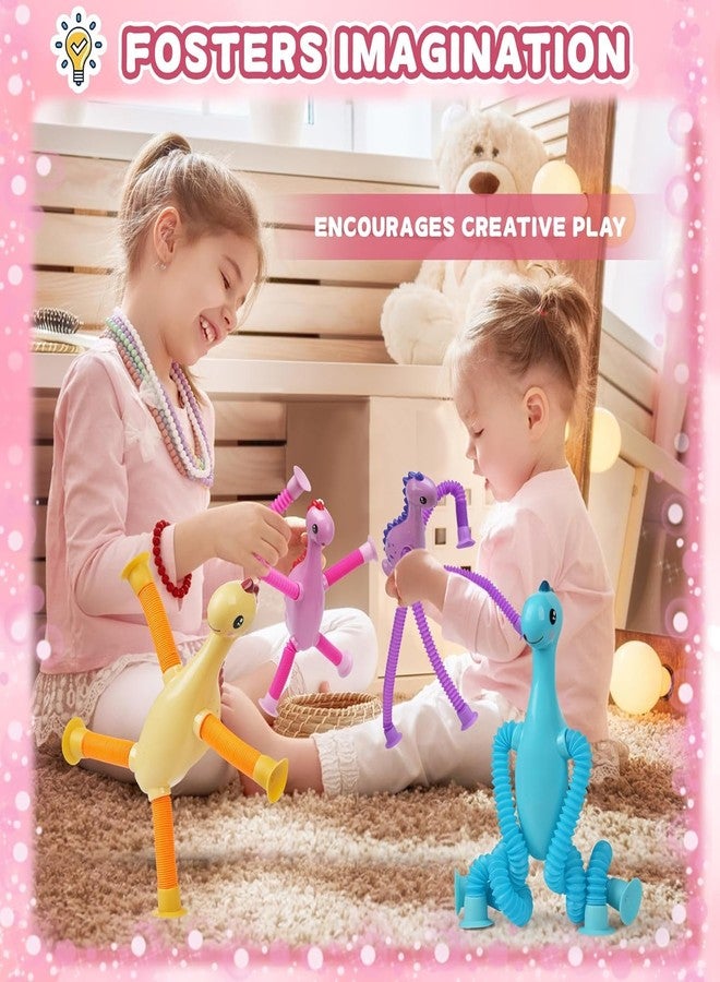 eowvsio 4PCS Dinosaur Pop Sensory Tube,Airplane Travel Toys for Toddlers Kid Boys Girls Year Old Ages 3+ ADHD Autism Plane Road Trip Activities Essential Suction Cup Pop Dino Fidget Toys Autistic Gifts - Image 3