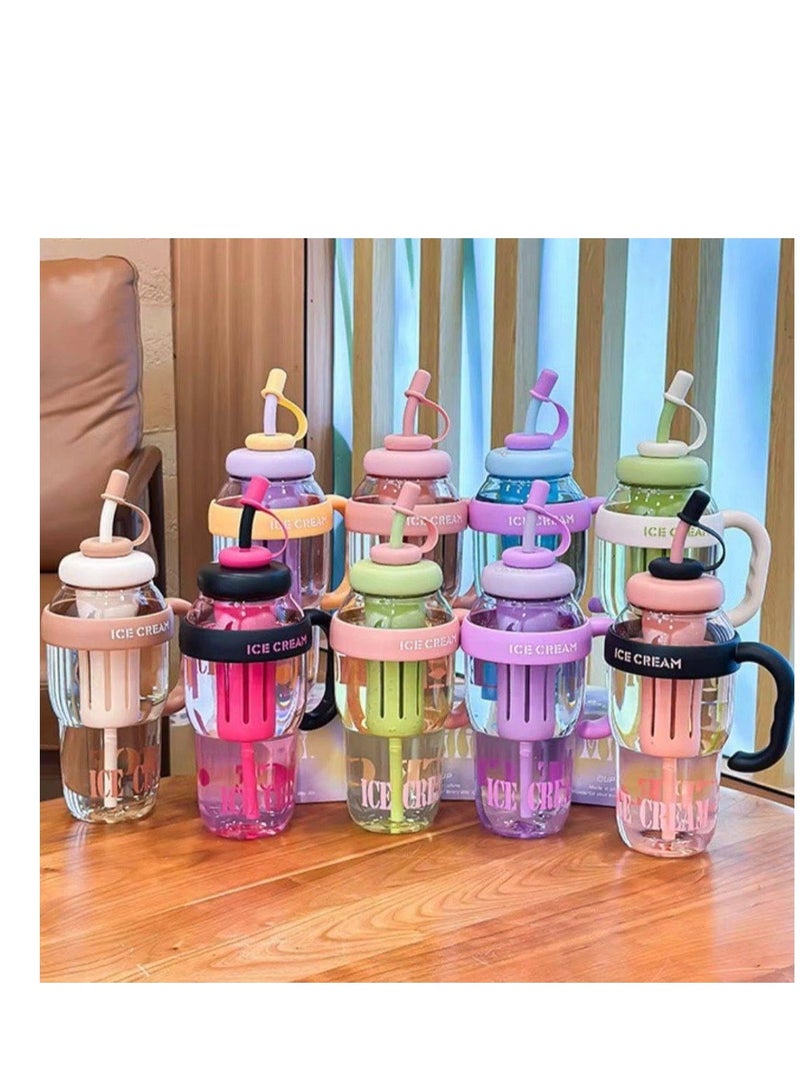 زجاجة مياه أنيقة بغطاء محكم وتصميم آيس كريم، مصفاة داخلية ونكهات طبيعية – ألوان وأشكال عشوائية تنعش يومك - Image 1