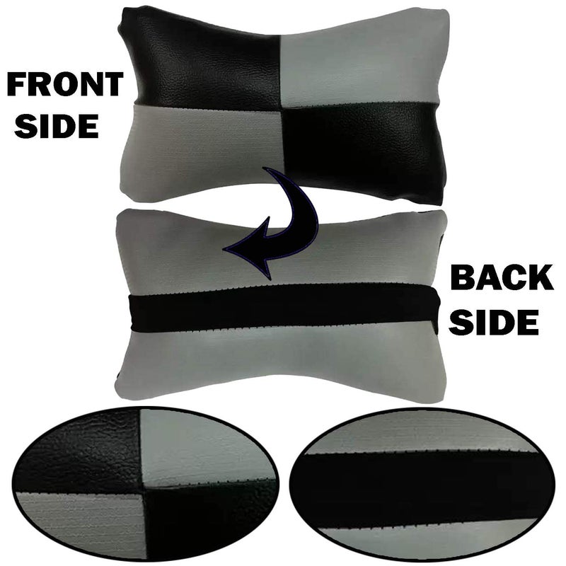 PulGos Grey Check Design Car Neck Rest Cushion with Adjustable Straps_1191 - Image 2