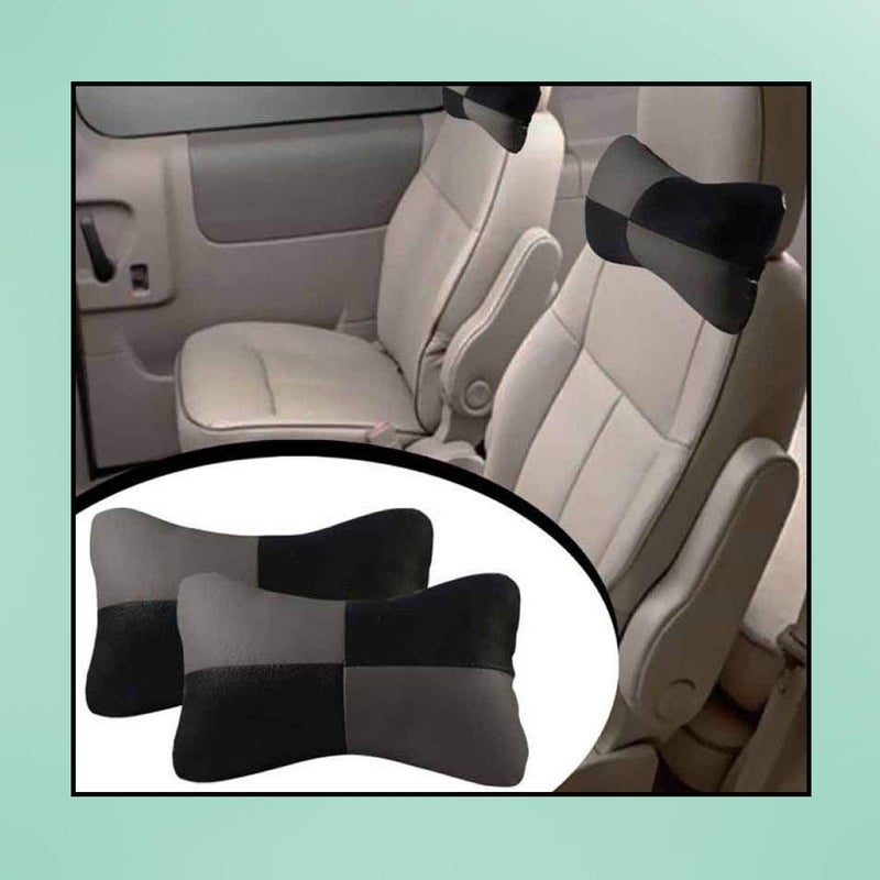 PulGos Grey Check Design Car Neck Rest Cushion with Adjustable Straps_1191 - Image 5