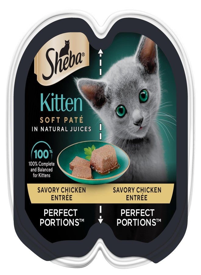 Sheba Perfect Portions Kitten Wet Cat Food Pate Chicken Entree, 2.6 oz. Twin-Pack Tray - Image 1
