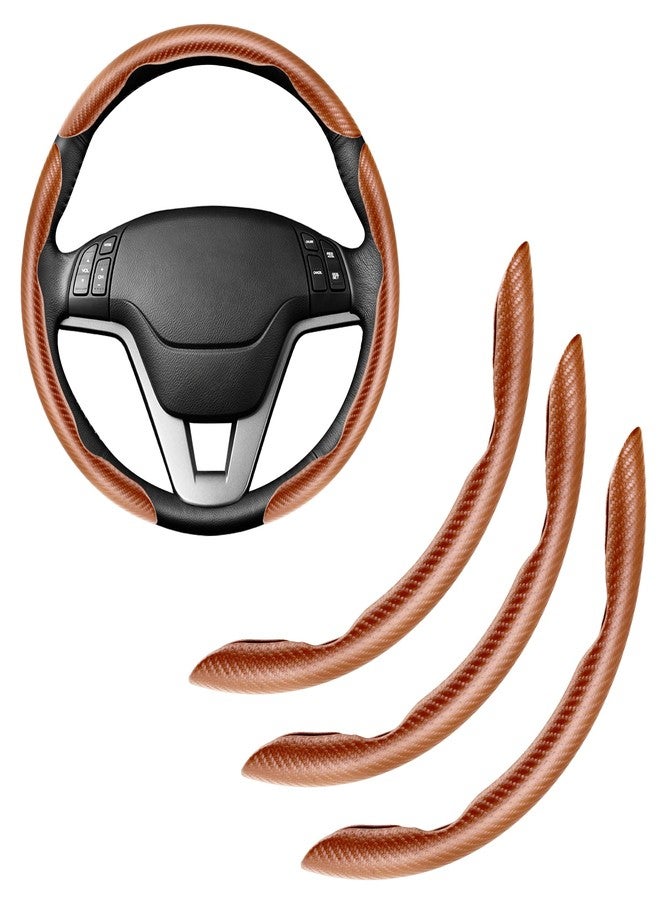 Amiss Carbon Fiber Steering Wheel Cover - 3pc Butterfly Segmented Protection, Champagne - Image 1